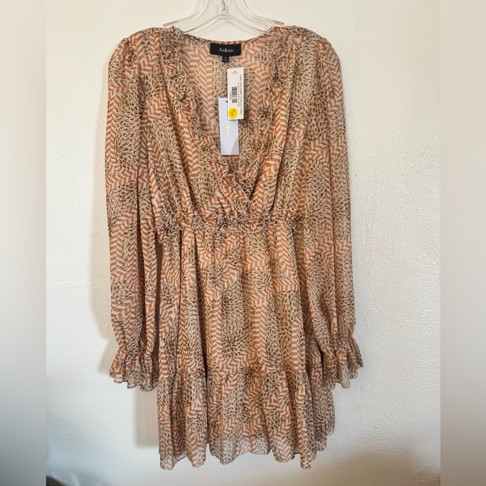 ✨ Aakaa Carter Long Sleeve Tiered Mini Dress – Size Small ✨